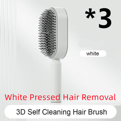 Self Cleaning Hair Brush For Women One-key Cleaning Hair Loss Airbag Massage Scalp Comb Anti-Static Hairbrush - Viral Pulse