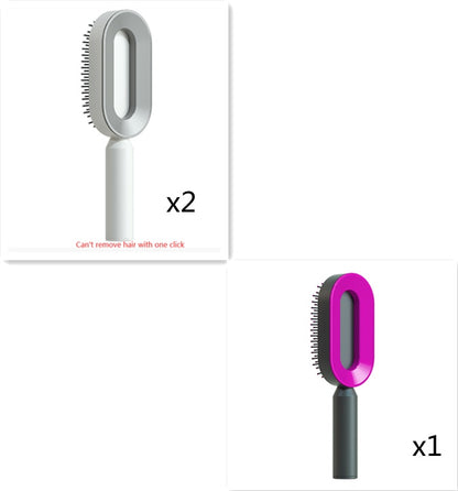 Self Cleaning Hair Brush For Women One-key Cleaning Hair Loss Airbag Massage Scalp Comb Anti-Static Hairbrush - Viral Pulse