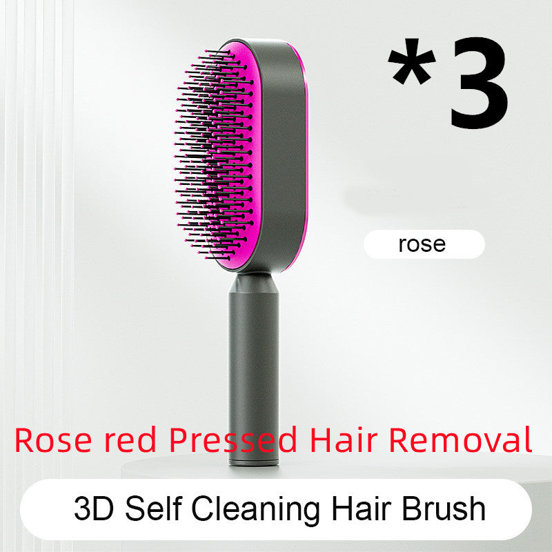 Self Cleaning Hair Brush For Women One-key Cleaning Hair Loss Airbag Massage Scalp Comb Anti-Static Hairbrush - Viral Pulse