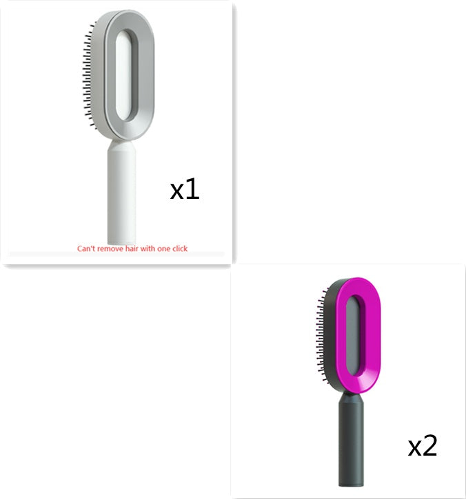 Self Cleaning Hair Brush For Women One-key Cleaning Hair Loss Airbag Massage Scalp Comb Anti-Static Hairbrush - Viral Pulse