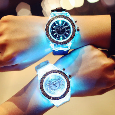 LED Luminous Watches Geneva Women Quartz Watch Women Ladies Silicone Bracelet Watches - Viral Pulse