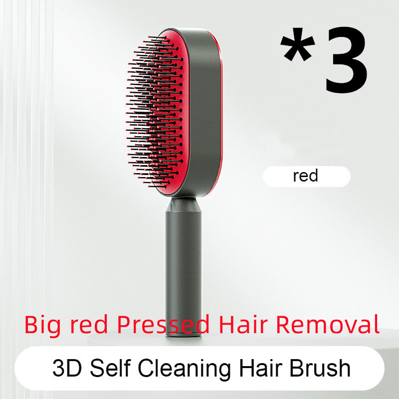 Self Cleaning Hair Brush For Women One-key Cleaning Hair Loss Airbag Massage Scalp Comb Anti-Static Hairbrush - Viral Pulse