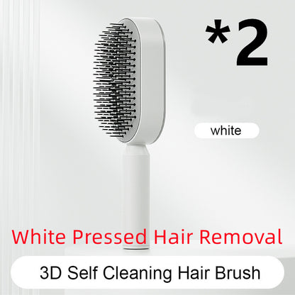 Self Cleaning Hair Brush For Women One-key Cleaning Hair Loss Airbag Massage Scalp Comb Anti-Static Hairbrush - Viral Pulse