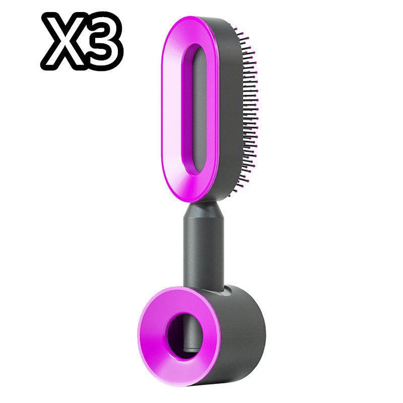 Self Cleaning Hair Brush For Women One-key Cleaning Hair Loss Airbag Massage Scalp Comb Anti-Static Hairbrush - Viral Pulse