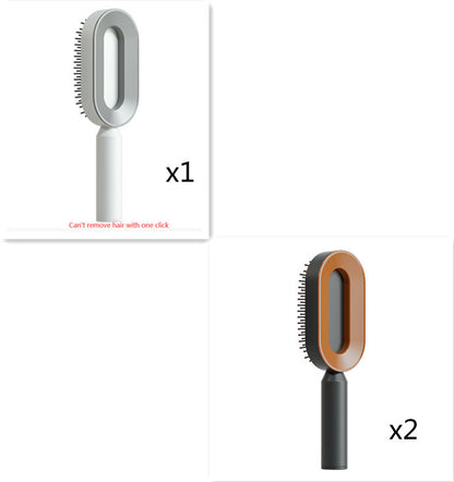 Self Cleaning Hair Brush For Women One-key Cleaning Hair Loss Airbag Massage Scalp Comb Anti-Static Hairbrush - Viral Pulse