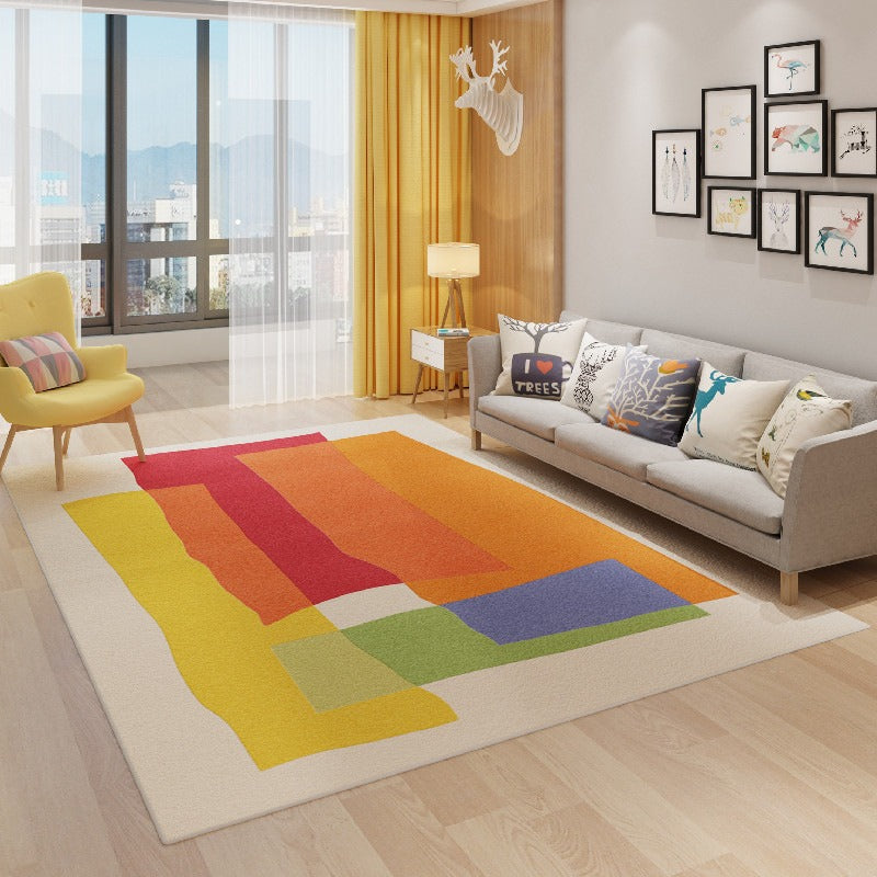 Simple Rainbow Children's Room Climbing Rug Water-Absorbent Non-Slip Imitation Cashmere Carpet - Viral Pulse