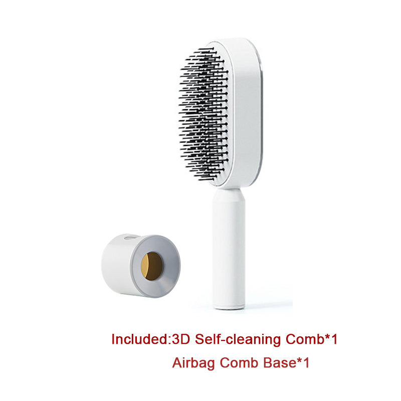 Self Cleaning Hair Brush For Women One-key Cleaning Hair Loss Airbag Massage Scalp Comb Anti-Static Hairbrush - Viral Pulse