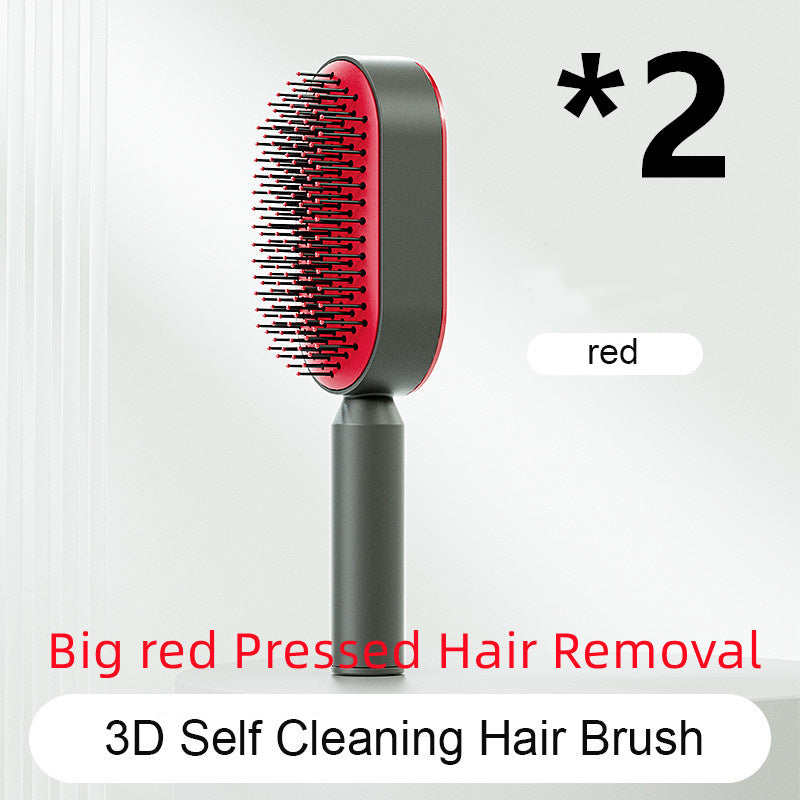 Self Cleaning Hair Brush For Women One-key Cleaning Hair Loss Airbag Massage Scalp Comb Anti-Static Hairbrush - Viral Pulse