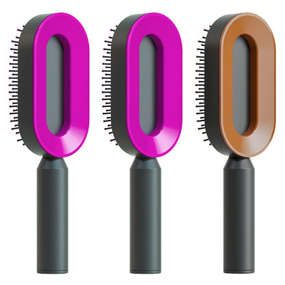 Self Cleaning Hair Brush For Women One-key Cleaning Hair Loss Airbag Massage Scalp Comb Anti-Static Hairbrush - Viral Pulse