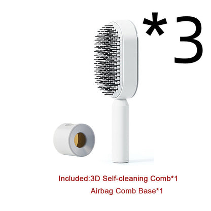 Self Cleaning Hair Brush For Women One-key Cleaning Hair Loss Airbag Massage Scalp Comb Anti-Static Hairbrush - Viral Pulse