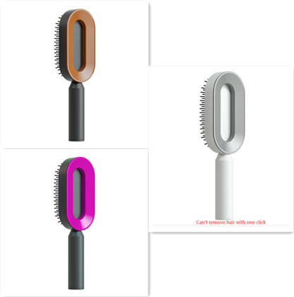 Self Cleaning Hair Brush For Women One-key Cleaning Hair Loss Airbag Massage Scalp Comb Anti-Static Hairbrush - Viral Pulse