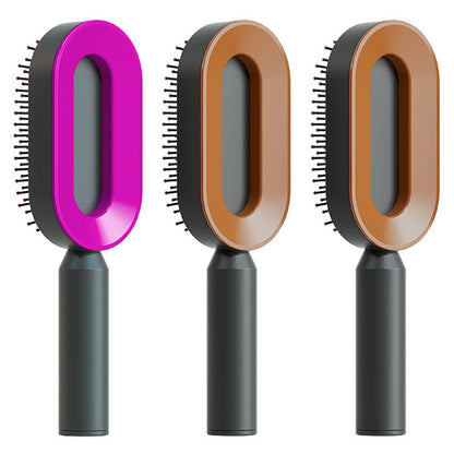 Self Cleaning Hair Brush For Women One-key Cleaning Hair Loss Airbag Massage Scalp Comb Anti-Static Hairbrush - Viral Pulse