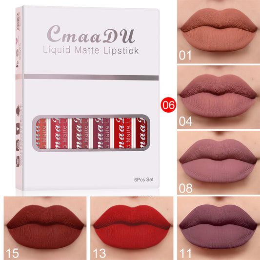 6 Boxes Of Matte Non-stick Cup Waterproof Lipstick Long Lasting Lip Gloss - Viral Pulse