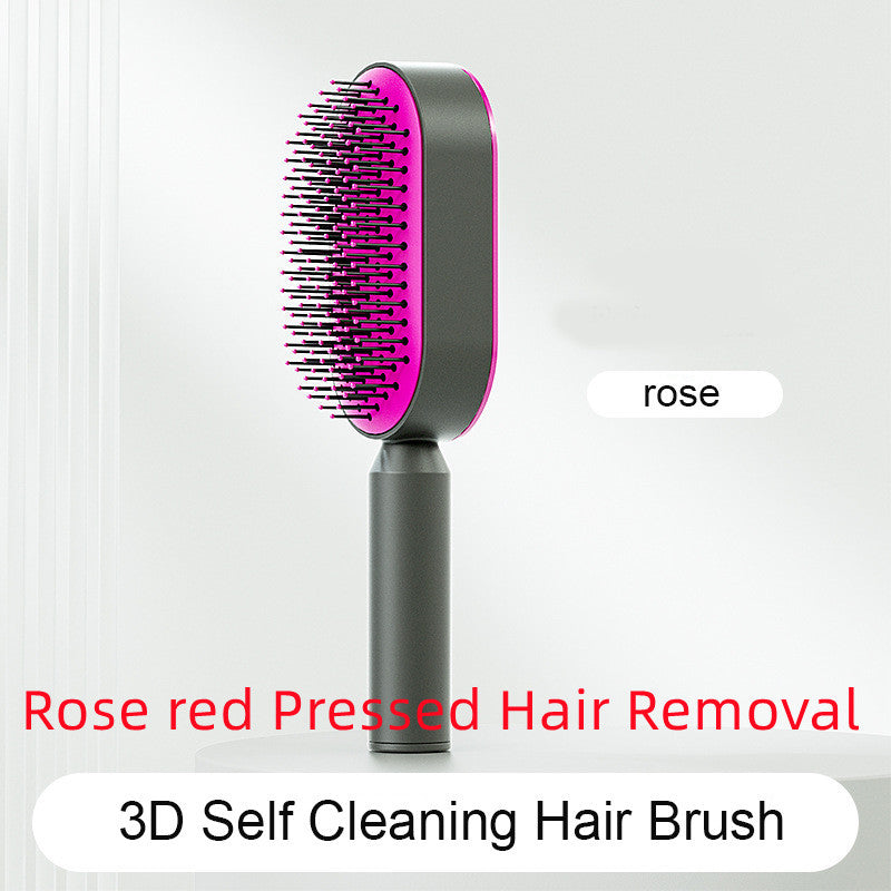 Self Cleaning Hair Brush For Women One-key Cleaning Hair Loss Airbag Massage Scalp Comb Anti-Static Hairbrush - Viral Pulse