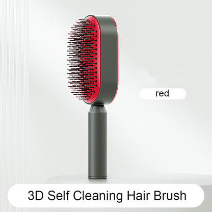 Self Cleaning Hair Brush For Women One-key Cleaning Hair Loss Airbag Massage Scalp Comb Anti-Static Hairbrush - Viral Pulse