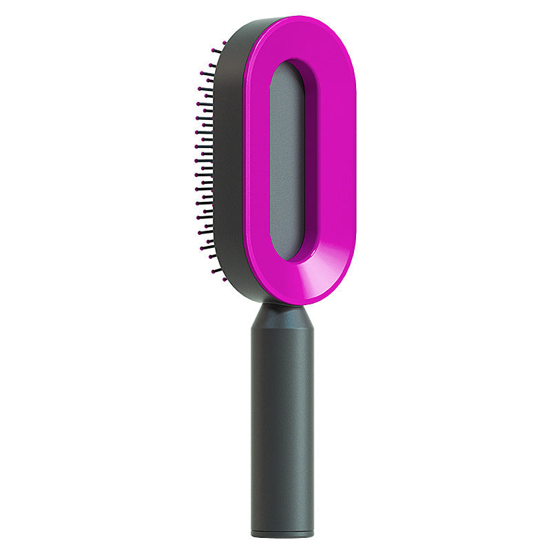 Self Cleaning Hair Brush For Women One-key Cleaning Hair Loss Airbag Massage Scalp Comb Anti-Static Hairbrush - Viral Pulse