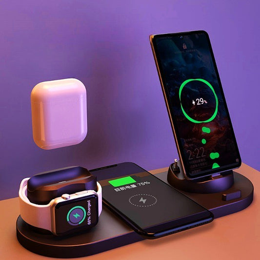 Wireless Charger For IPhone Fast Charger For Phone Fast Charging Pad For Phone Watch 6 In 1 Charging Dock Station - Viral Pulse